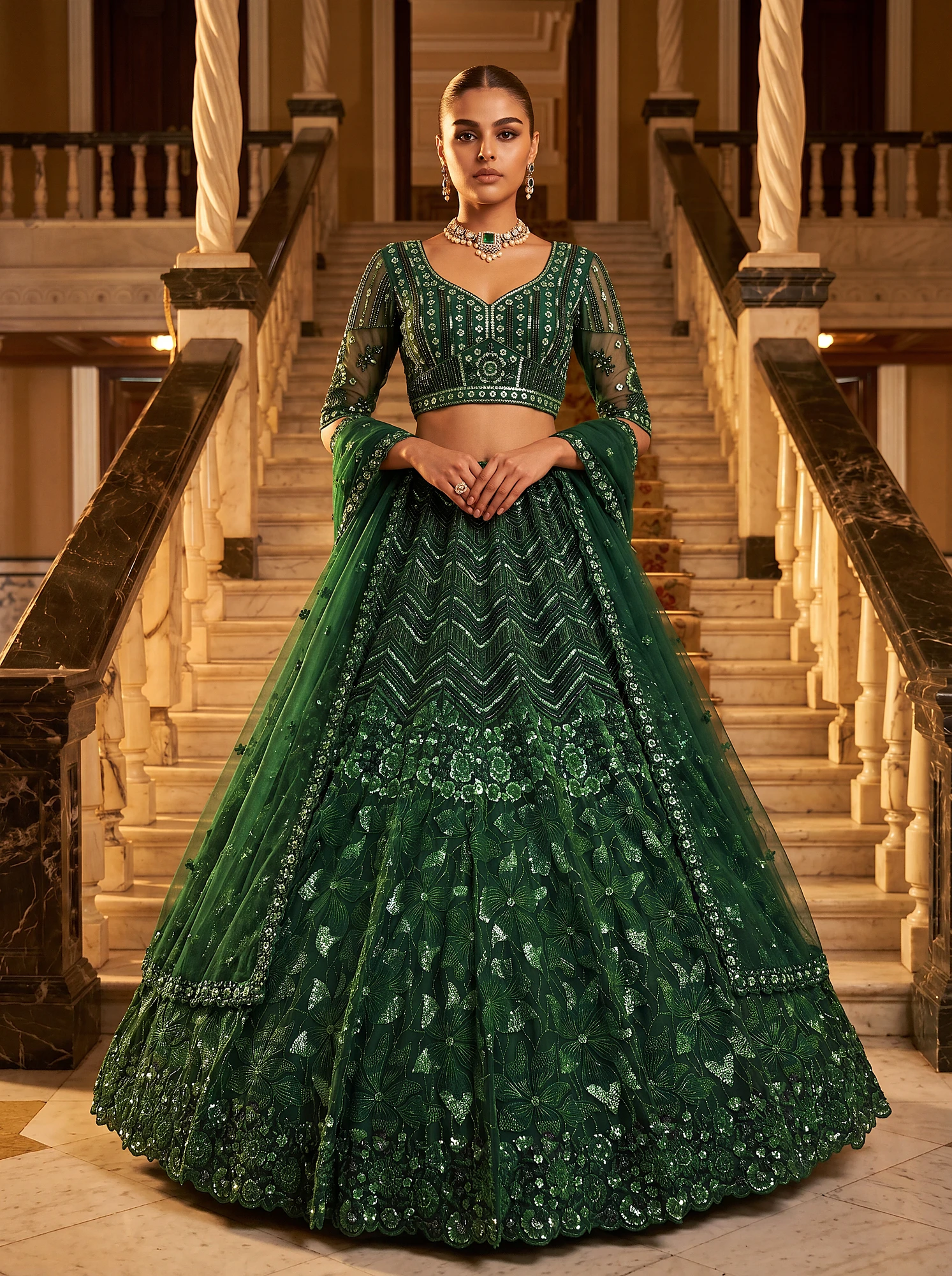 The Emerald Lehenga Choli | Vruxon