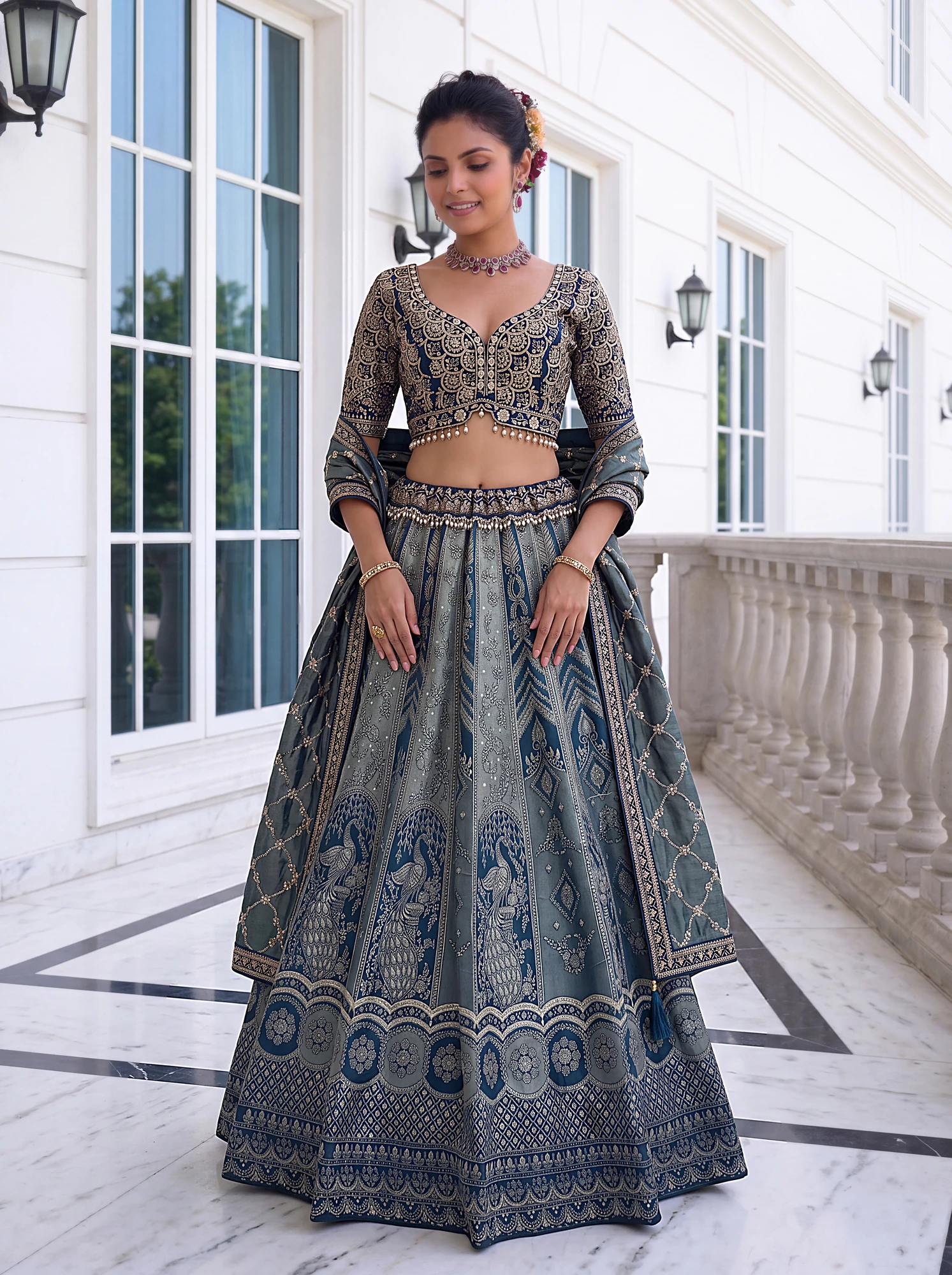 The Azure Grace Lehenga Choli | Vruxon